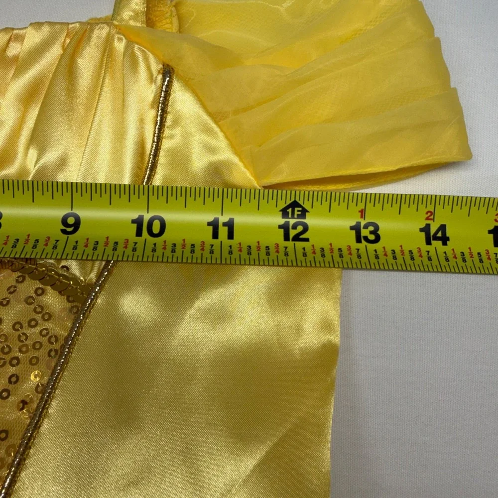 Disney Store Belle Deluxe Princess Costume Dress 9/10 Beauty & Beast Yellow Gown